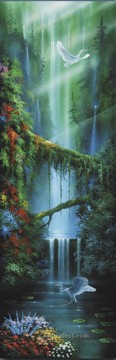 Paisajes Painting - Montañas de la selva tropical de Serenity Falls